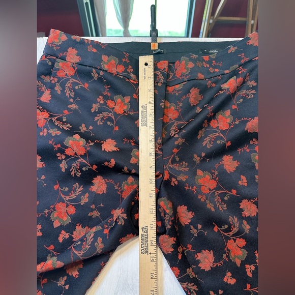 LOFT Marisa Fit Floral Dress Pants Size 14 Navy & Red Tapestry Brocade - Picture 8 of 11